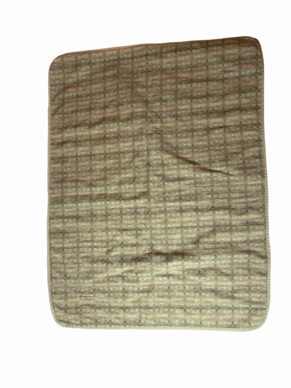 Vintage L.L.Bean Sage Green Plaid Bath Rug Cabin Cottagecore